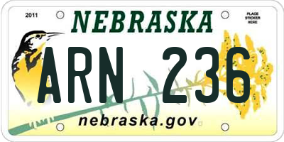 NE license plate ARN236