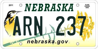 NE license plate ARN237