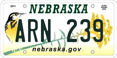 NE license plate ARN239
