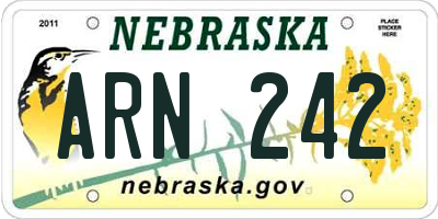 NE license plate ARN242