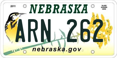 NE license plate ARN262
