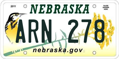 NE license plate ARN278