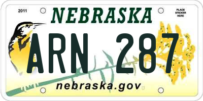NE license plate ARN287