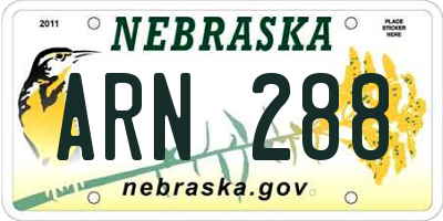 NE license plate ARN288