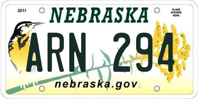 NE license plate ARN294