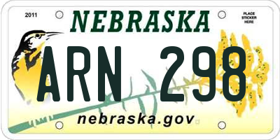 NE license plate ARN298