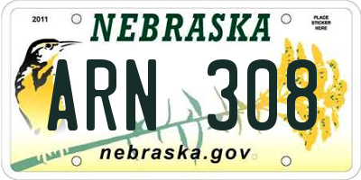 NE license plate ARN308