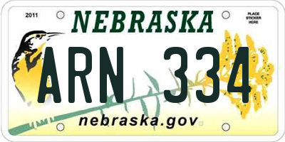 NE license plate ARN334