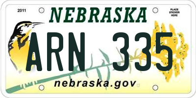 NE license plate ARN335