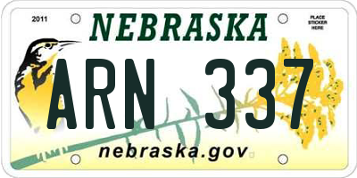 NE license plate ARN337