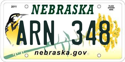 NE license plate ARN348
