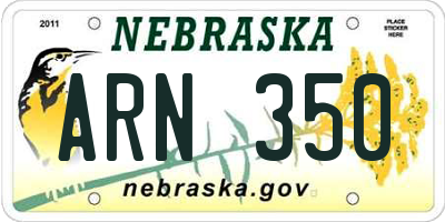 NE license plate ARN350