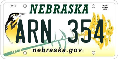 NE license plate ARN354