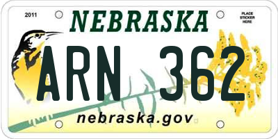 NE license plate ARN362