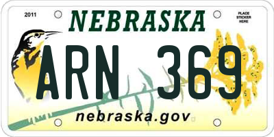 NE license plate ARN369