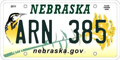 NE license plate ARN385