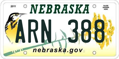 NE license plate ARN388