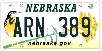 NE license plate ARN389