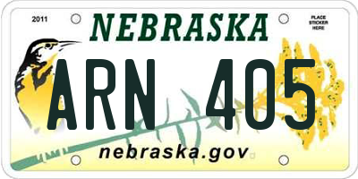 NE license plate ARN405