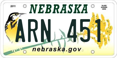NE license plate ARN451