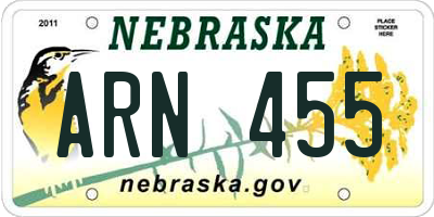NE license plate ARN455