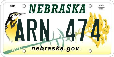NE license plate ARN474