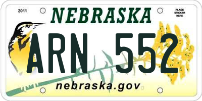 NE license plate ARN552