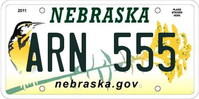 NE license plate ARN555
