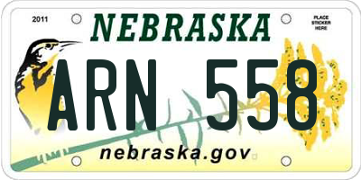 NE license plate ARN558
