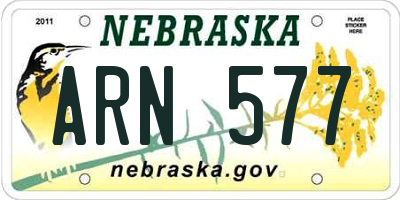 NE license plate ARN577