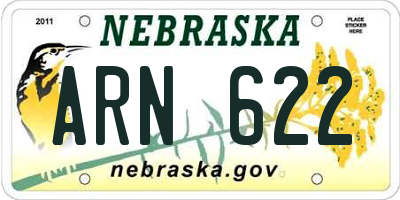 NE license plate ARN622