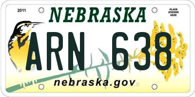 NE license plate ARN638