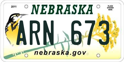 NE license plate ARN673