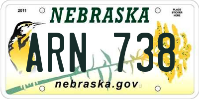 NE license plate ARN738
