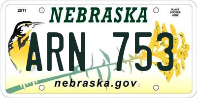NE license plate ARN753