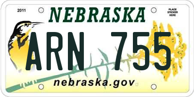 NE license plate ARN755