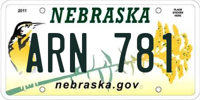 NE license plate ARN781