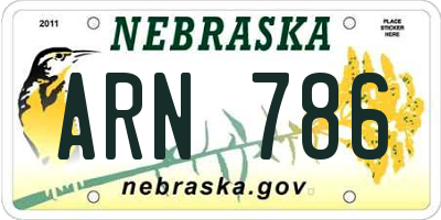 NE license plate ARN786