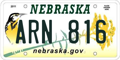 NE license plate ARN816