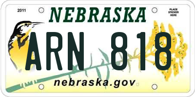 NE license plate ARN818