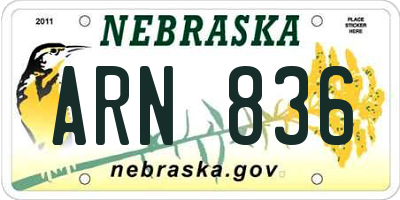 NE license plate ARN836