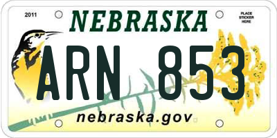 NE license plate ARN853
