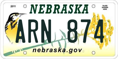 NE license plate ARN874
