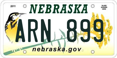 NE license plate ARN899