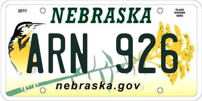 NE license plate ARN926