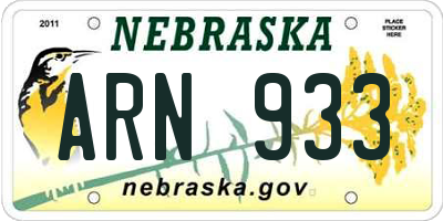 NE license plate ARN933