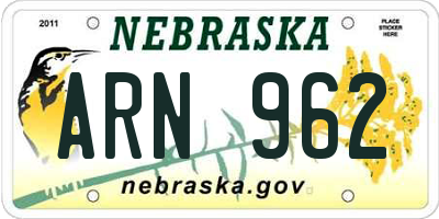 NE license plate ARN962