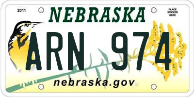 NE license plate ARN974