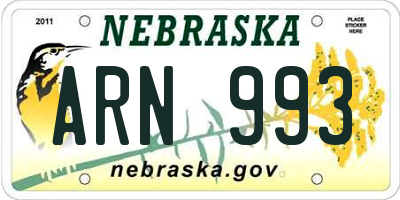 NE license plate ARN993