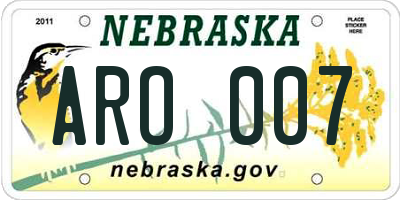 NE license plate ARO007